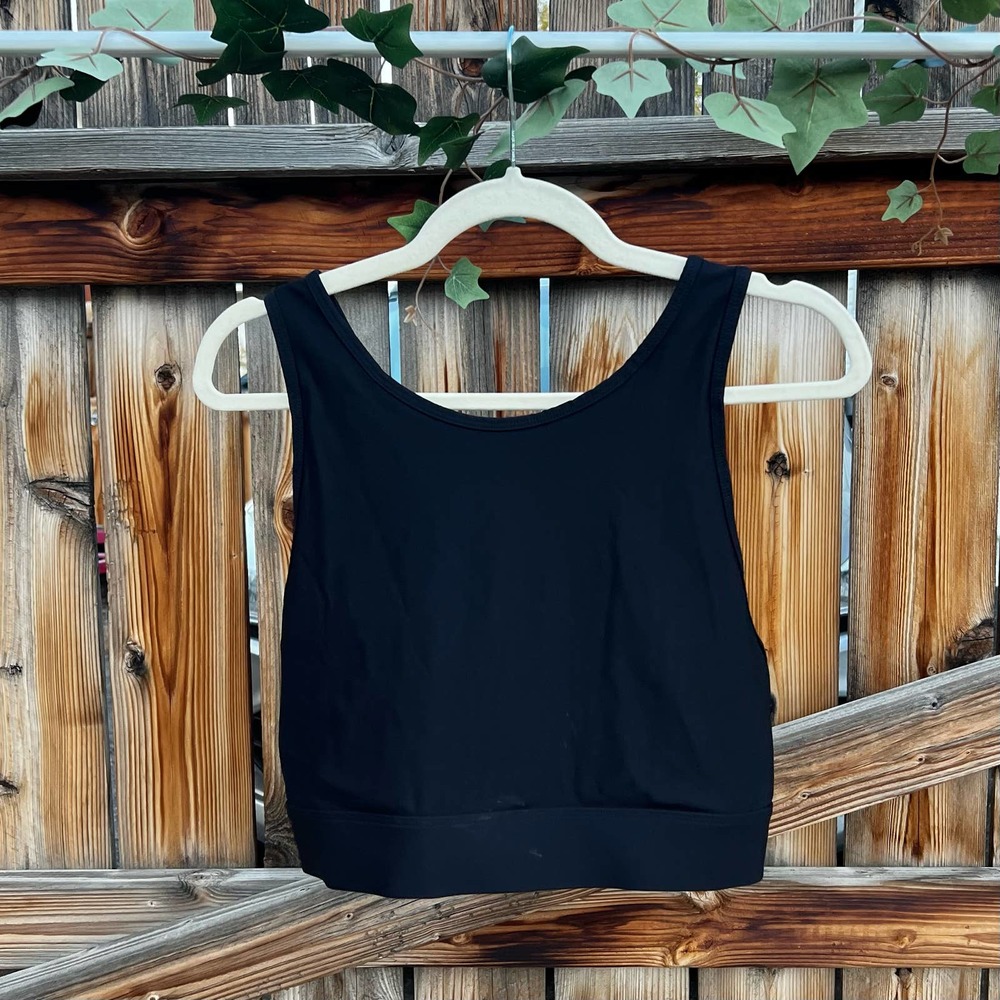 fabletics crisscross back longline high neck sports bra black xl